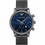 ARMANI AR1979 meeste kvartskronograafkell 46mm musta numbrilaud ja nahkrihm