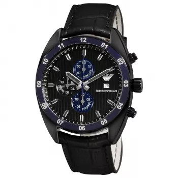 ARMANI AR5916 meeste kvartskronograafkell 42mm musta numbrilauga roosakuldse tooniga roostevabast terasest ja silikoonist käevõruga