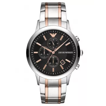 Armani Man AR11165 meeste kvartskronograafkell, 43 mm roostevabast terasest musta sihverplaadiga