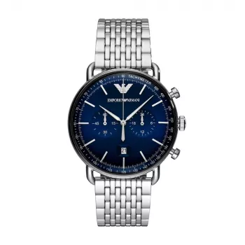 ARMANI meeste AR11238 roostevabast terasest kronograafkäekell sinise sihverplaadiga, 43mm