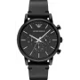 Armani Renato meeste kronograafkell AR1918 46mm musta numbrilauga ja nahkrihmaga