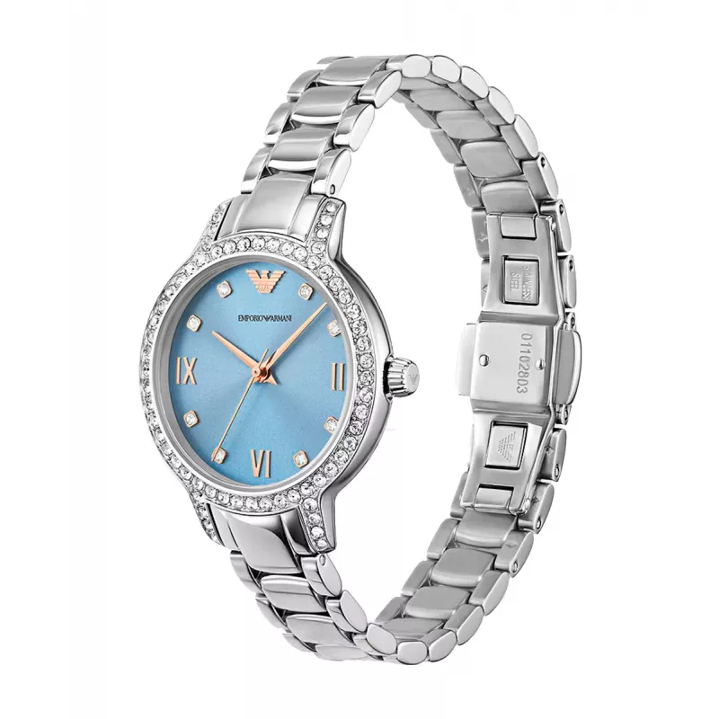 ARMANI Naiste AR11585 roostevabast terasest kvartskell 32mm hõbedase sihverplaadiga