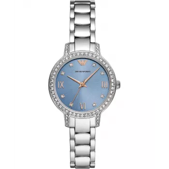 ARMANI Naiste AR11585 roostevabast terasest kvartskell 32mm hõbedase sihverplaadiga