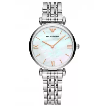 ARMANI naiste AR90004L kvarts-analoogkell 32 mm roosakuldse tooniga roostevabast terasest korpusega, pruuni nahkrihmaga