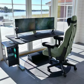 Arozzi Arena Large Gaming Desk – Forest Green (Adjustable Height, Microfiber Mouse Pad)