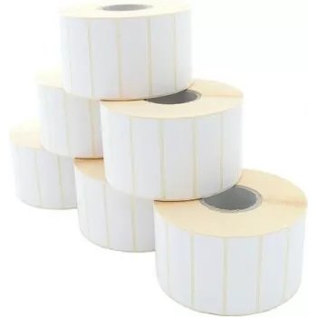 ARTDEV Termosiirdeetikettide rull 60x20mm, 110mm rulli läbimõõt, 40mm südamik, 2600 etiketti/rull, valge, paber, püsiv liim
