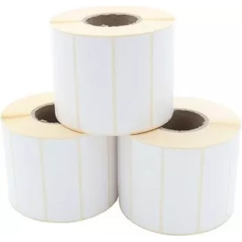 ARTDEV Termosiirdeetikettide rull 70 x 25mm, 93mm välisläbimõõt, 40mm südamik, 1500 etiketti rullis, valge paber, püsiv liim, matt viimistlus