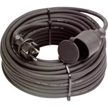 AS Schwabe 60382 Toitepikenduskaabel 5m Must H05VV-F 3G1.5 Schuko 16A 3500W VDE