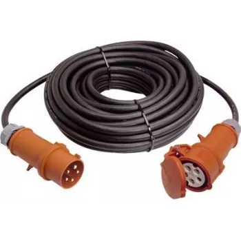 AS Schwabe 60521 32 A 5-kontaktiline CEE pikenduskaabel faasiinverteriga, 50 m, H07RN-F 5G6, 400 V, IP44, must