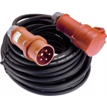 AS SCHWABE 60566 10 m CEE 400V 16A 5-pooluseline kummist pikenduskaabel faasiinverteriga, must