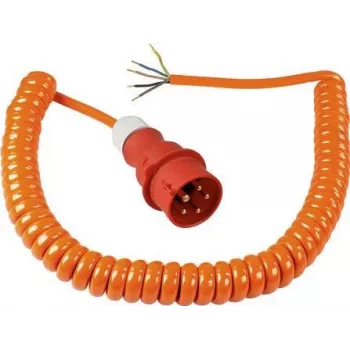 AS SCHWABE CEE spiraalne toitekaabel CEE pistikuga ja avatud otsaga (400V / 16A | IP44 | H07BQ-F 5G2.5 | 1m - 5m pikendatav) - Oranž 70432