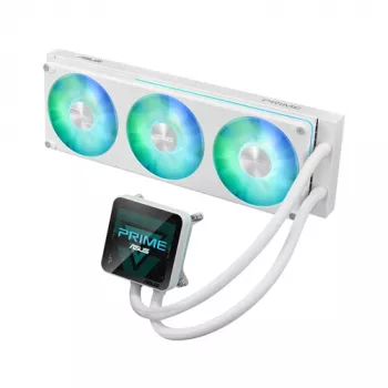 ASUS Prime LC II 360 ARGB LCD White Edition - 360mm AIO vedelikjahutus CPU-le, 3.5 inch LCD-ekraan, 3x120mm ARGB ventilaatorid, vaskpõhi, AM4/AM5/LGA1700/LGA1851
