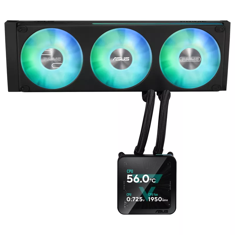 ASUS Prime SLC II 360 ARGB LCD AIO Vedelik CPU Jahuti, 360 mm Radiaator, 3 x 120 mm ARGB Ventilaatorid, LGA 1851/1700/1200/115x/AM5/AM4