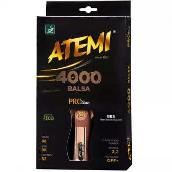 Atemi 4000 Balsa Concave Lauatennisereket – Ründav 5-kihiline Balsa Puitlabaga, Atemi ACE Kummidega, 2,2 mm Käsnaga, ITTF Heakskiidetud