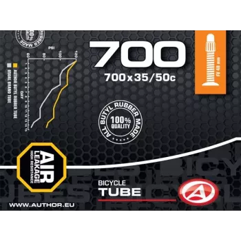 Author Tube AT-CROSS-700C Wide FV48 700x35/50C (must) - 48mm Presta ventiiliga butüülist sisekumm
