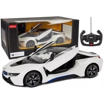 Auto R/C BMW i8 Rastar 1:14 Valge automaatustega