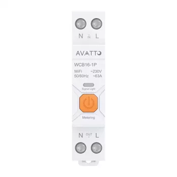 AVATTO WCB16 nutikas WiFi kaitselüliti 1P 16A 230V DIN-liist energiamõõtmine