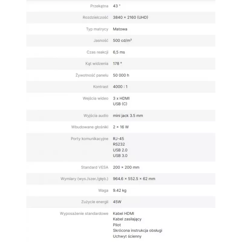 AVTEK DS2 43 4K UHD infomonitor