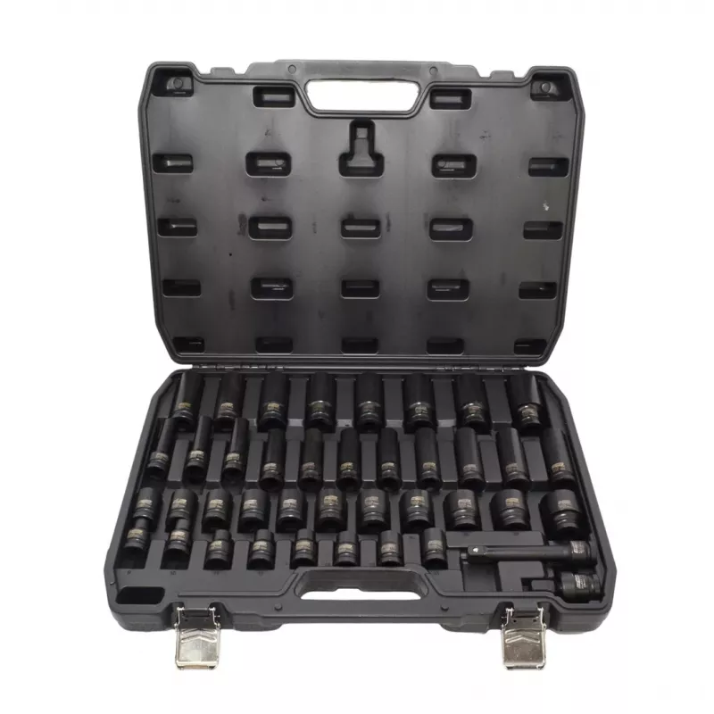 AWTOOLS 1/2 inch Impact Socket Set 40-Piece Short and Long Black Line