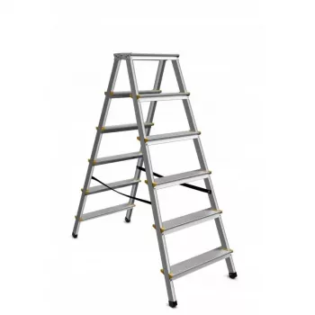 AWTOOLS AW23029 Alumiiniumist kokkupandav redelijalg, 6 astet, 150 kg kandevõime, EN 131, hõbedane