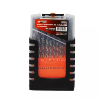 AWTOOLS koobaltmetallist puuriterade komplekt 19 tk 1.0-10.0mm HSS-Co M35 DIN 338