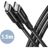 AXAGON BUCM-CM15AB USB-C to USB-C 2.0 kaabel, 1,5m, PD 60W, 3A, punutud - must