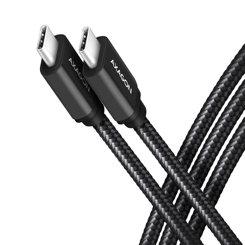AXAGON BUCM-CM15AB USB-C to USB-C 2.0 kaabel, 1,5m, PD 60W, 3A, punutud - must