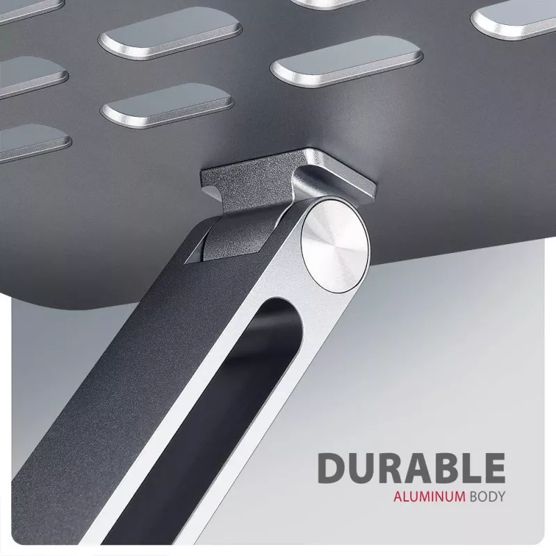 AXAGON HMC-STND sülearvuti alus 10-16 tolli jaoks 7-in-1 USB-C jaoturiga, 4K HDMI, 100W PD, Gigabit Ethernet, SD-kaardilugeja – hõbedane