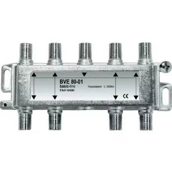 AXING BVE 8-02 8-kanaliline F-tüüpi jaotur 5-2400 MHz, 75 oomi, survevalatud tsinkkorpus