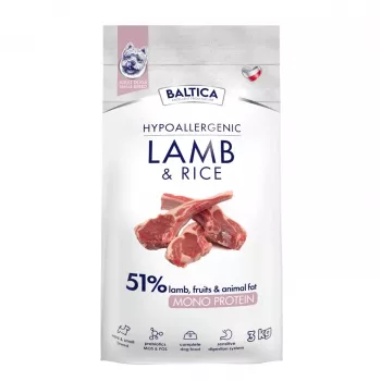 BALTICA NUTRACEUTIC Hüpoallergeenne lamba- ja riisikuivtoit ekstra väikestele ja väikestele tõugudele, 3 kg