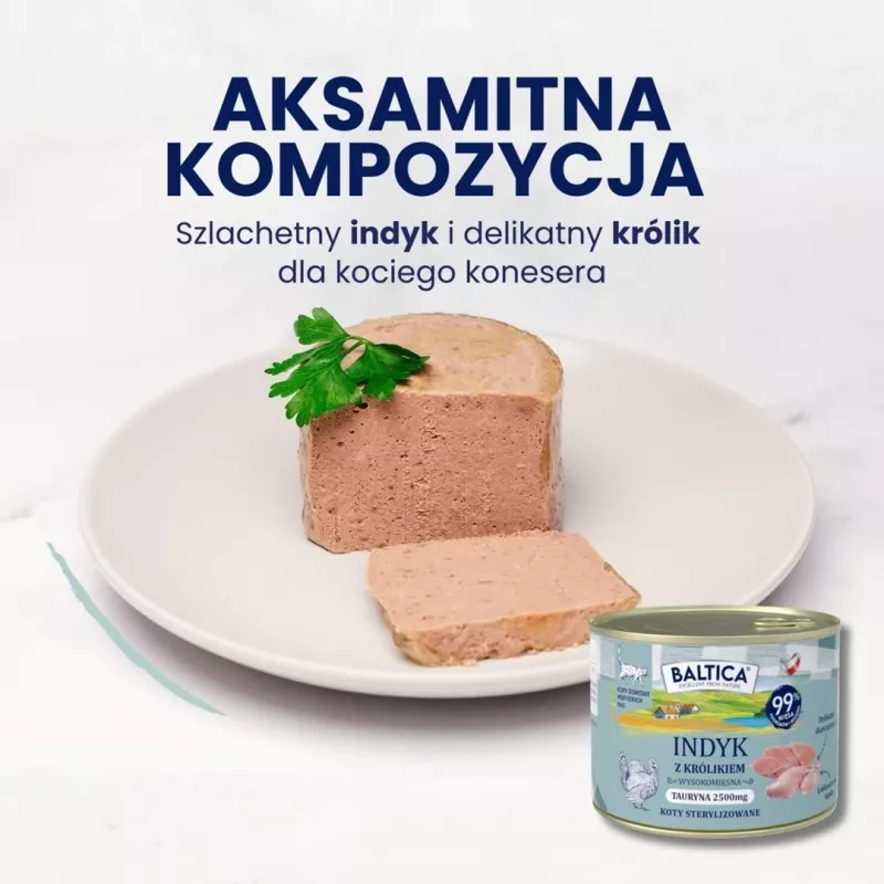 BALTICA Smaki Regionów täiskasvanud kassi märgtoit kalkun küülikuga 185g purk