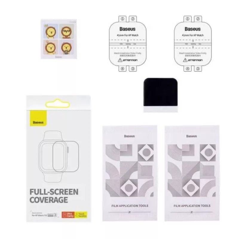 Baseus 41mm NanoCrystal kaitsekile Apple Watch 7/8/9 jaoks, 2-pakk, läbipaistev