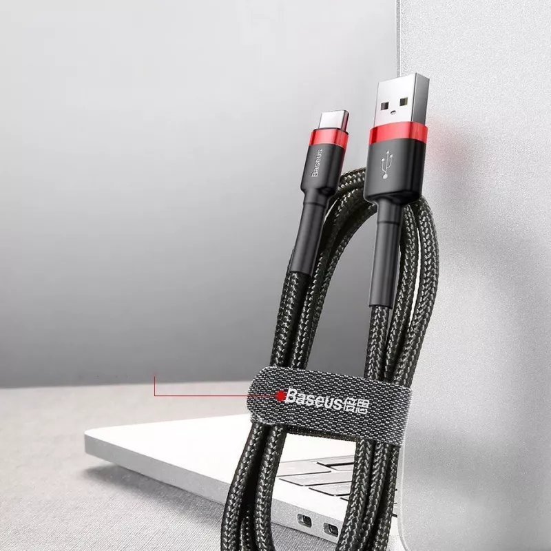 Baseus Cafule Kaabel Vastupidav Nailonpunutud USB-A USB-C QC3.0 2A 3M Punane (CATKLF-U09)