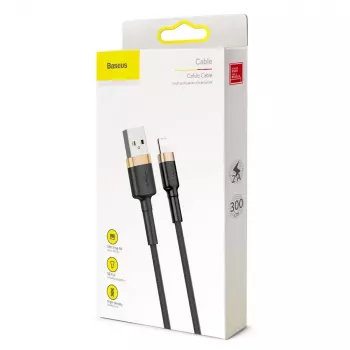 Baseus Cafule Lightning-kaabel 2A 3m Kuld/Must (CALKLF-RV1)
