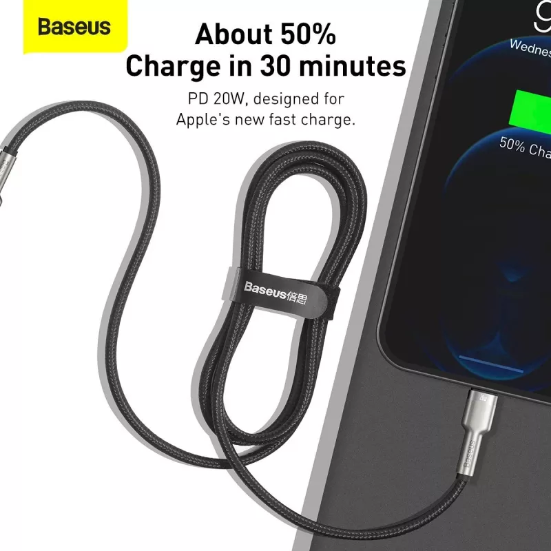 Baseus Cafule Series Metal USB-C to Lightning kaabel PD 20W 1m Must