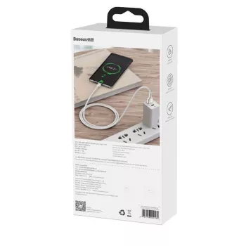 Baseus Cafule USB-A to USB-C kaabel, 66W, 1m, valge