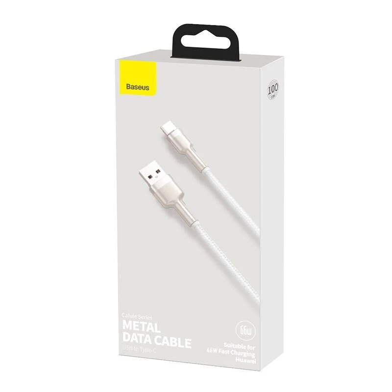 Baseus Cafule USB-A to USB-C kaabel, 66W, 1m, valge