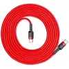 Baseus Cafule USB-C kuni USB-C PD 2.0 60W välklaadimiskaabel, 2m, punane (CATKLF-H09)