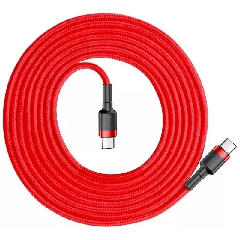 Baseus Cafule USB-C kuni USB-C PD 2.0 60W välklaadimiskaabel, 2m, punane (CATKLF-H09)