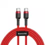 Baseus Cafule USB-C kuni USB-C PD 2.0 60W välklaadimiskaabel, 2m, punane (CATKLF-H09)