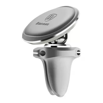Baseus Car Mount Magnetic Car Phone Holder (Air Vent) 360 Degree with Cable Clip, Silver