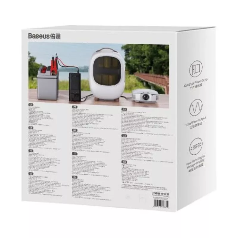 Baseus Car Power Inverter IGBT 300W/220V kahe EU-pistikupesa, USB-C PD, USB-A QC, aku klambri ja sigaretisüütaja kaablitega, must (CGNB010101)