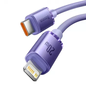 Baseus Crystal Shine Series USB-C to Lightning Fast Charging Data Cable 20W 1.2m Purple (CAJY000205)