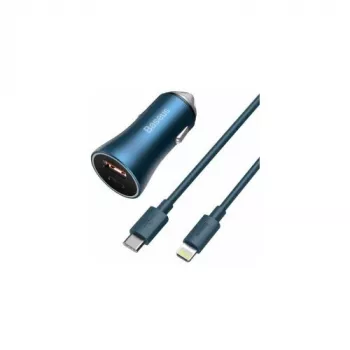 Baseus Golden Contactor Pro Dual Quick Car Charger 40W USB-C to Lightning kaabliga 1m Sinine