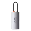 Baseus Metal Gleam Series 4-in-1 USB-C Hub, USB 3.0 + USB 2.0 + HDMI + USB-C PD, Hõbedane