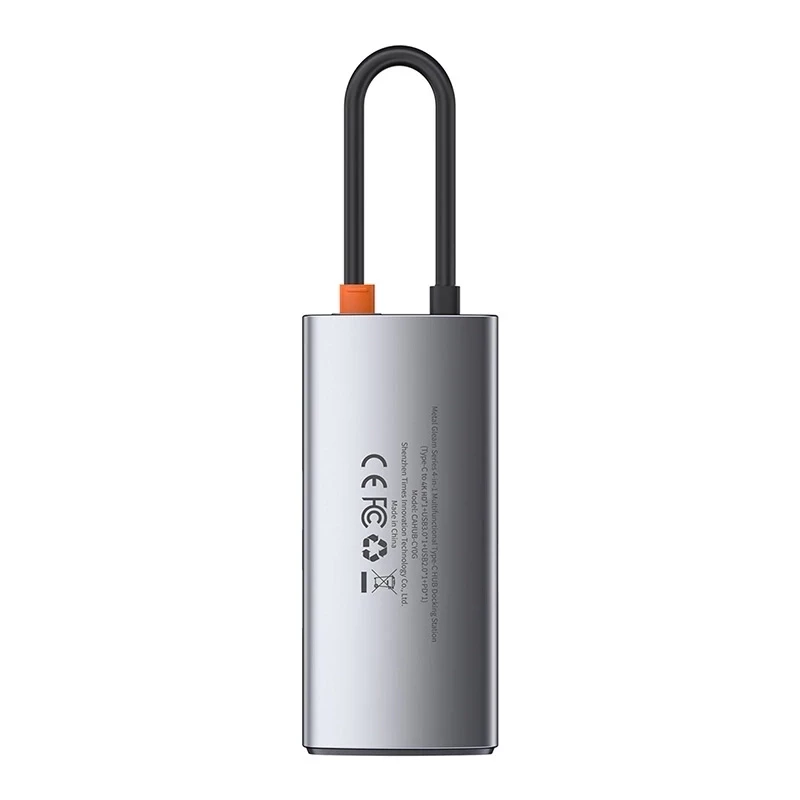 Baseus Metal Gleam Series 4-in-1 USB-C Hub, USB 3.0 + USB 2.0 + HDMI + USB-C PD, Hõbedane