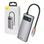 Baseus Metal Gleam Series 4-in-1 USB-C Hub, USB 3.0 + USB 2.0 + HDMI + USB-C PD, Hõbedane