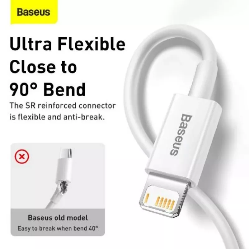 Baseus Superior Series Lightning-kaabel, kiirlaadimine, andmed 2.4A, 1,5m valge (CALYS-B02)