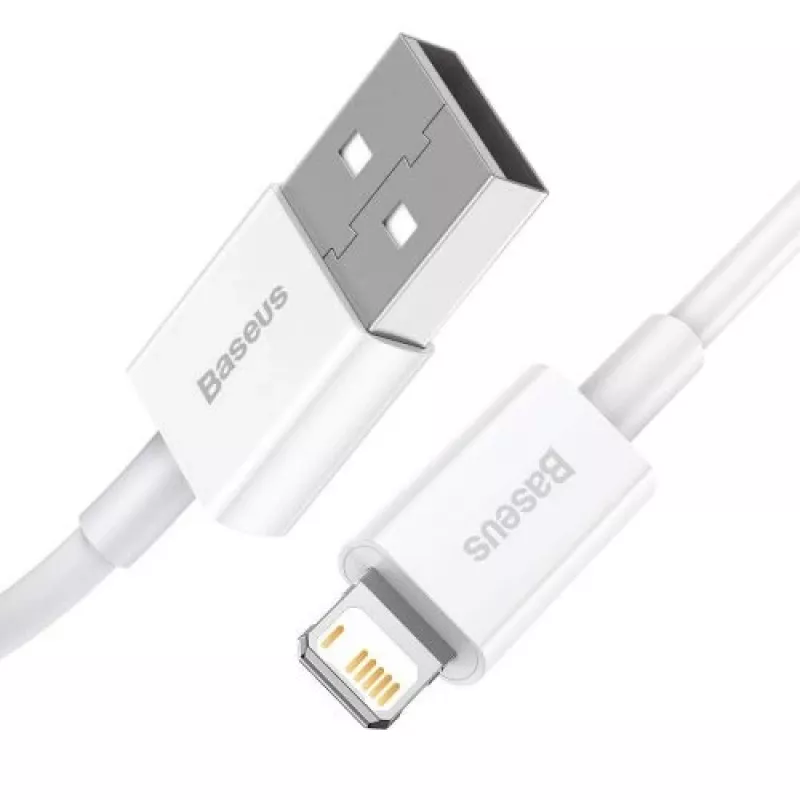 Baseus Superior Series Lightning-kaabel, kiirlaadimine, andmed 2.4A, 1,5m valge (CALYS-B02)