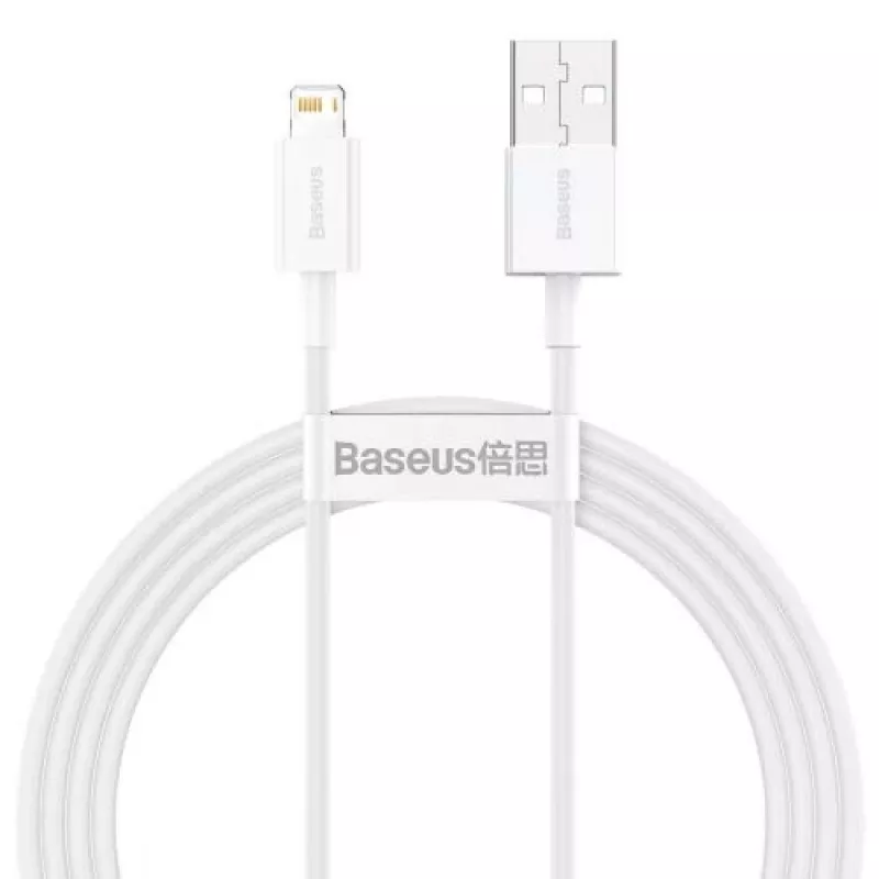 Baseus Superior Series Lightning-kaabel, kiirlaadimine, andmed 2.4A, 1,5m valge (CALYS-B02)
